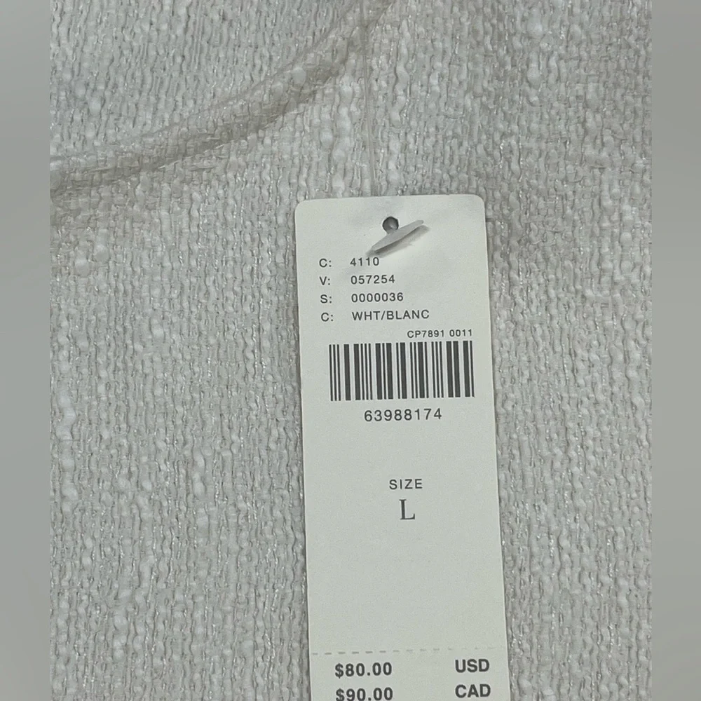Anthropologie White Textured Bouclé Puff Sleeve Top Blouse NWT Large